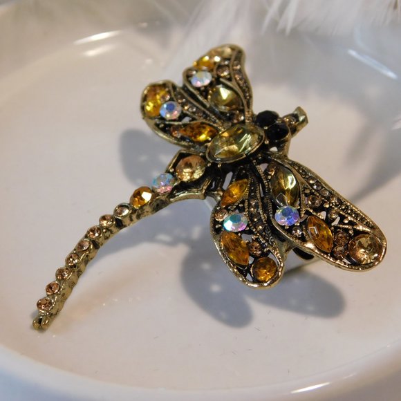 Brooch Dragonfly chunky stones - Picture 3 of 13